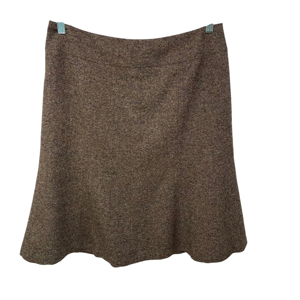 Talbots Petites Brown Wool Silk Tweed A-Line Skirt Italian Fabric‎ 10P Academia